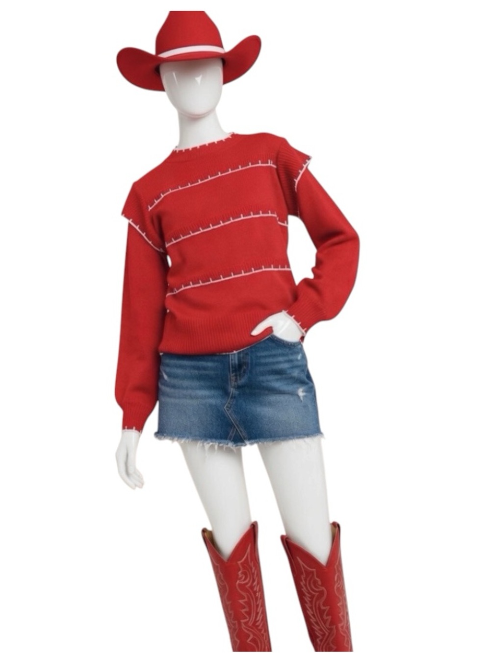 CES FEMME Red and white crew neck sweater M L